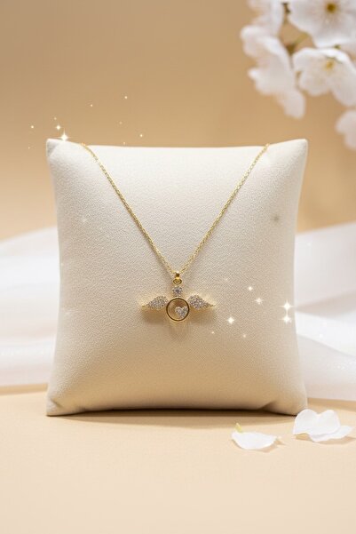 Utku Kuyumculuk 14 AYAR ÖZEL TASARIM MELEK KANATLI KALP ALTIN KOLYE