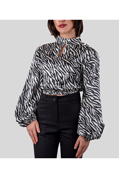 MQ بلوزة كروب توب نسائي طباعة زيبرا