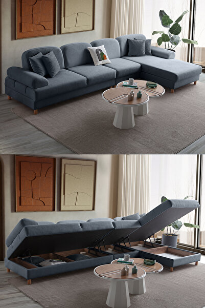 Eymense Aries Yataklı Sandıklı Piyonlu Köşe Takımı Mavi Sağ Köşe