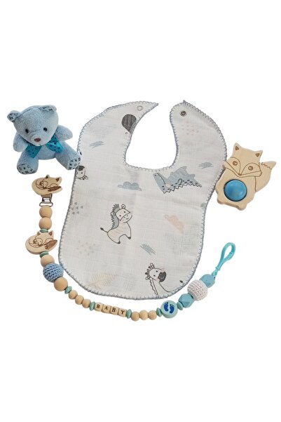 Style Baby Amazing Yenidoğan Erkek Bebek İsimli Emzik Askısı ve Müslin Önlük ...