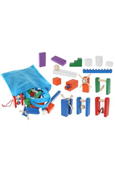 varioshop Educational Domino Wooden Set, 407 Pieces, Montessori Ball Run, Multicolor