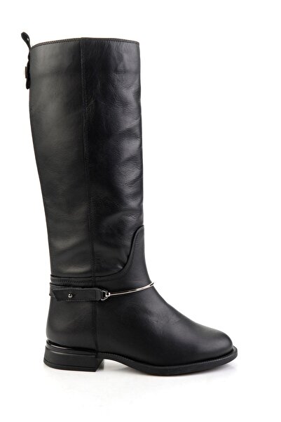 Bambi Siyah Hakiki Deri Kadın Çizme K03724260703
