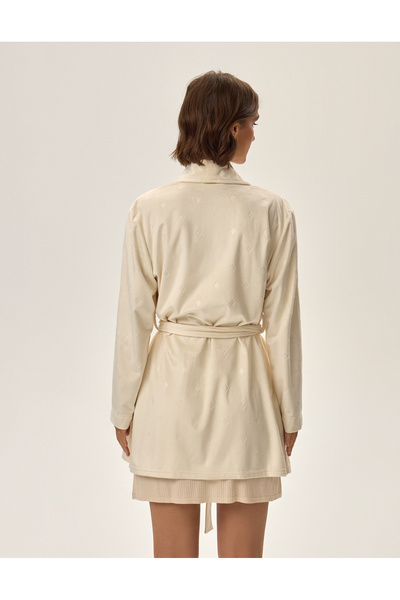 ESOTIQ Women's Classic House Robe Bathrobe Soft Fleece Warm with Belt Subtle Pattern | Jamala