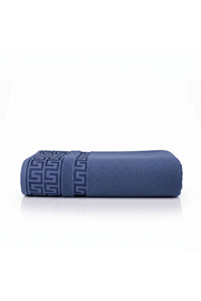 Layvera Greek Pattern Towel 600Gr 90X150 |   100% Cotton-Single-Dark Blue-Bat...