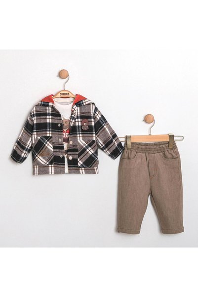 Cumino 3-Piece Shirted Baby Set with Hood