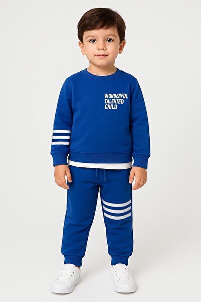 zepkids συνδυασμός υφασμάτων ριγέ μπλε κοβαλτίου Χρώματα Σετ αθλητικής φόρμας για αγόρια