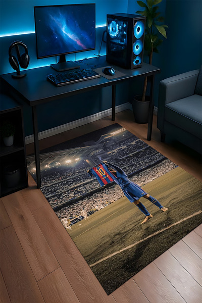 Halura Messi Futbolcu Desenli Kaymaz Taban Makinede Yıkanabilir Gaming Oyuncu...