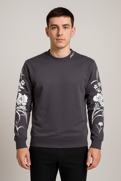 YusGos Unisex Men/Women High Quality Sleeve Printed Cotton Crew Neck Sweatshirt