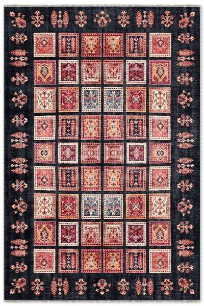 Pastel Home Afghan Navy Blue Mosaic Design Chenille Carpet Rug Runner Non-Sli...