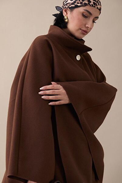 InStyle Μακρύ πανσό με ζώνη καφέ χρώματος