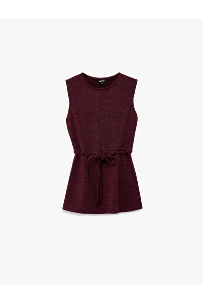 Koton Crew Neck Sleeveless Belt Detailed Blouse