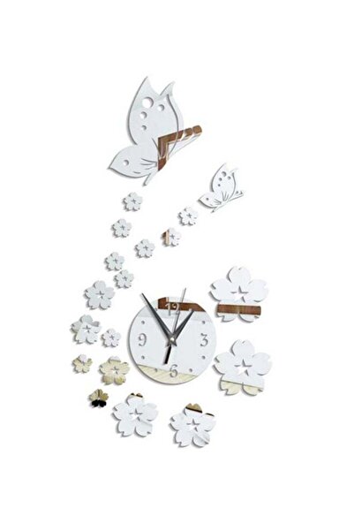 Generic Sharpdo Mirror Style Wall Clock Sticker Silver 61 x 35cm