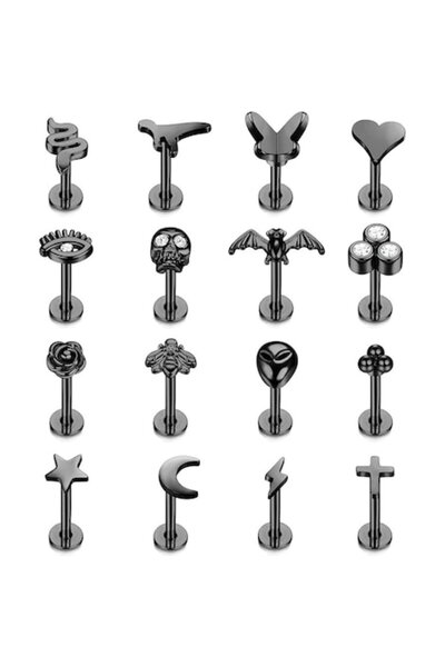 FAAC Set de piercing-uri, durabile, din oțel inoxidabil, 16G, 6mm, 16 bucăți,...