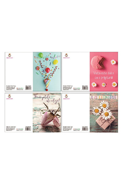 Mirific Party Set de 4 felicitări, 17,5×12,5 cm, modele asortate