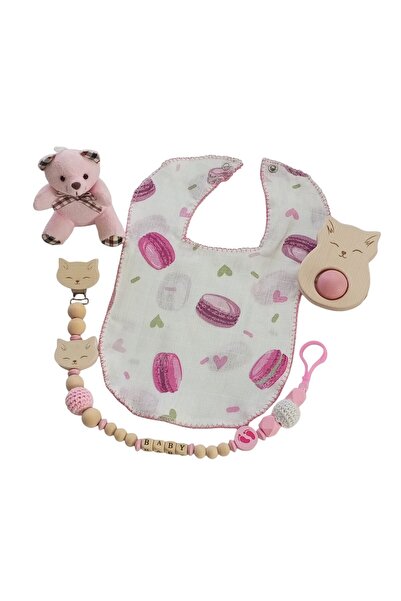 Style Baby Amazing Yenidoğan Kız Bebek İsimli Emzik Askısı ve Önlük Hediye Seti