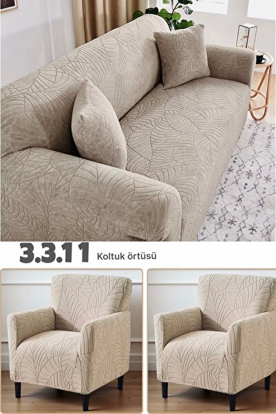 bibaha Jakarlı 3 3 1 1 Lastikli Kanepe Örtüsü | Lastikli Koltuk Örtüsü | kolt...