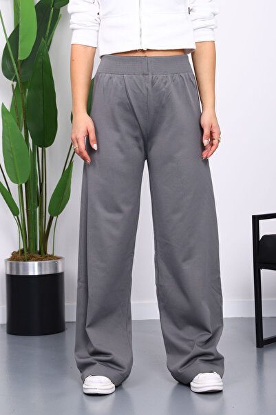 İmajButik Smoked High Waist Corded Fabric Wide Leg Knitwear Trousers