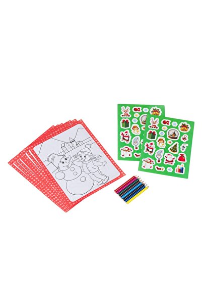 OEM Χριστουγεννιάτικο Σετ Ζωγραφικής με Αυτοκόλλητα & Χρωματιστά Μολύβια 20x2...