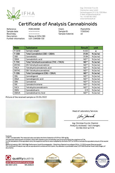 Plant of remedy Ulei CBD 30% (30mg canabidiol) 10ml)