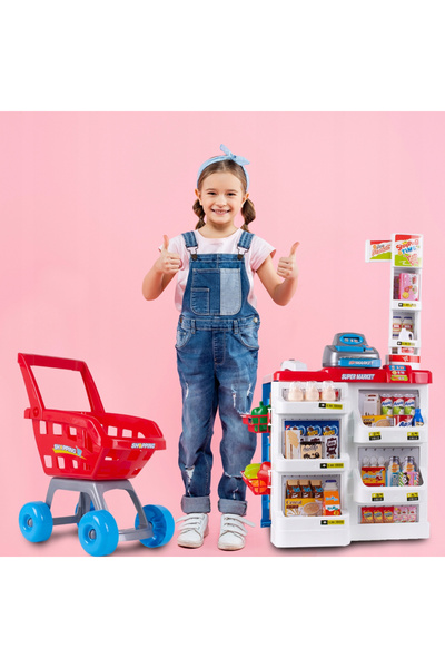 MalPlay Realistic supermarket play set for children, Malplay, with cash register, mobile cart, display stand
