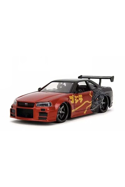 Jada Toys 1:24 Ölçek 2022 Nissan Skyline GT-R (R34) Godzilla Diecast Metal Mi...