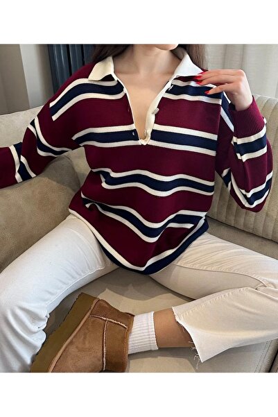 AYZEY Polo Neck Striped Sweater