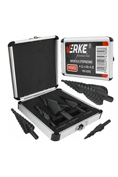 VERKE Set burghiu conic 4 - 32 mm, 3 piese, HSS 4241,