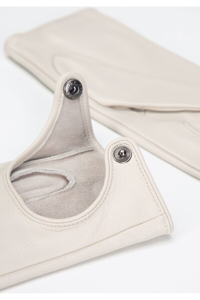 Wittchen Women's Driving Gloves Simple Cream White Leather