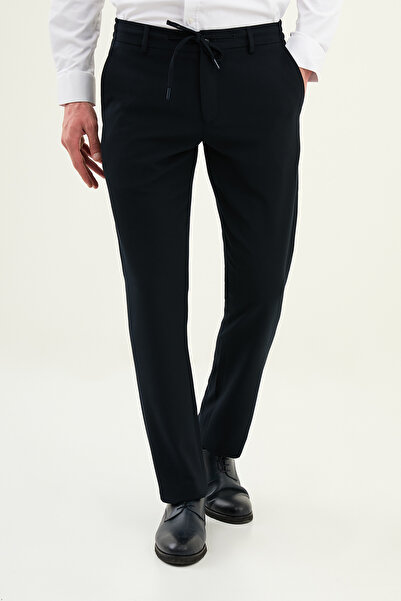 Mcr Düz Slim Fit Drawstring Waist Elasticated Men's Trousers Navy Blue - 38343.25K
