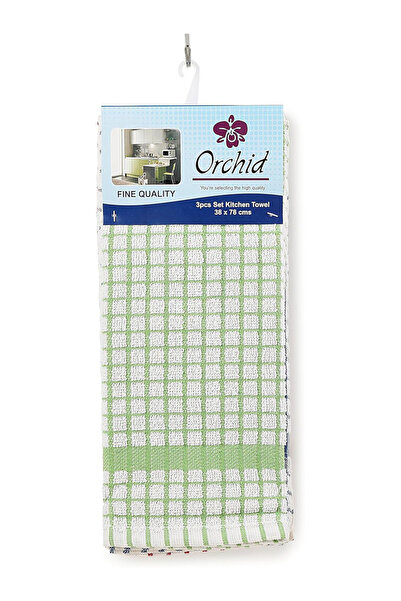 Orchid By Styli طقم مناشف مطبخ من 3 قطع، مربعات صغيرة، 38×78 سم