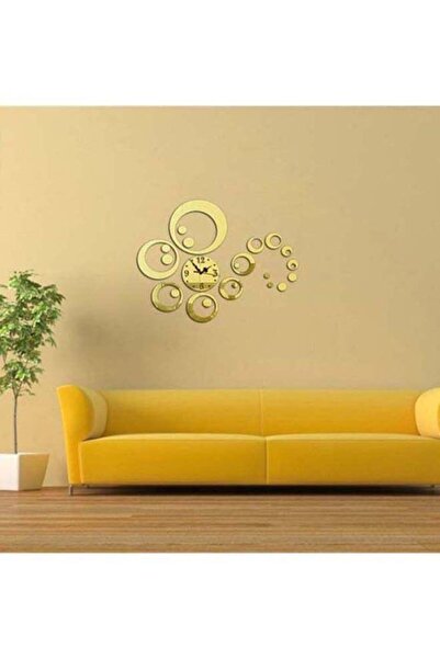Generic Sharpdo 15-Piece Decorative Clock Style Wall Sticker Set Gold 20cm