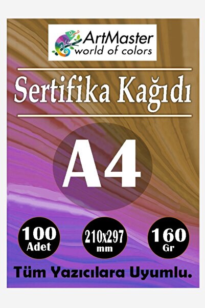 Artmaster A4 Sertifika Kağıdı 100 Adet Gramajlı Fotokopi Kağıdı 160 gr Tüm Ya...