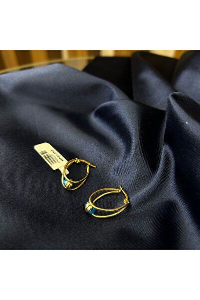 K KAPLAN GOLD 14 Ayar İkili Nazar Boncuklu Küpe