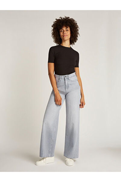Calvin Klein Women Denim Medium Gray High Waist Wide Leg Denim Jeans