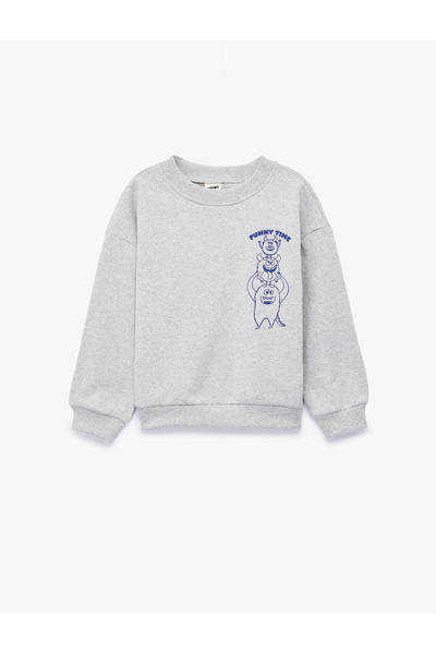 Koton Monster cu imprimeu cu mânecă lungă guler rotund Swea tricou