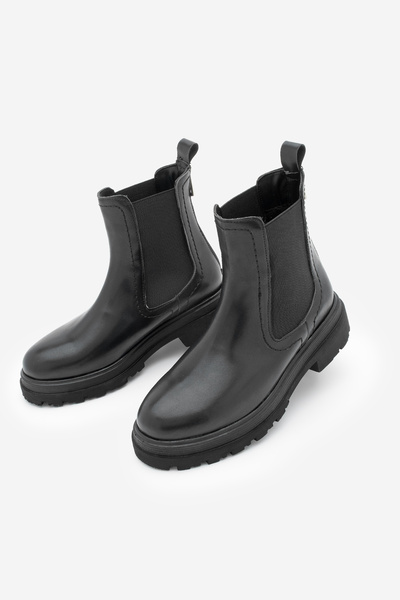 Marjin Women's Elastic Zipper Accessory Serrated Thick Sole Daily Boots Rupit Black