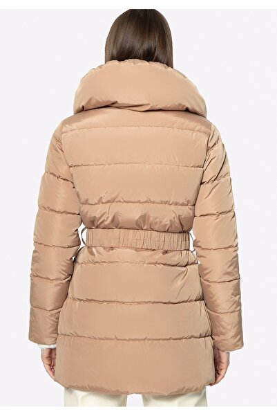 Wittchen Women's Down Jacket with Belt and High Collar Gold Polyester