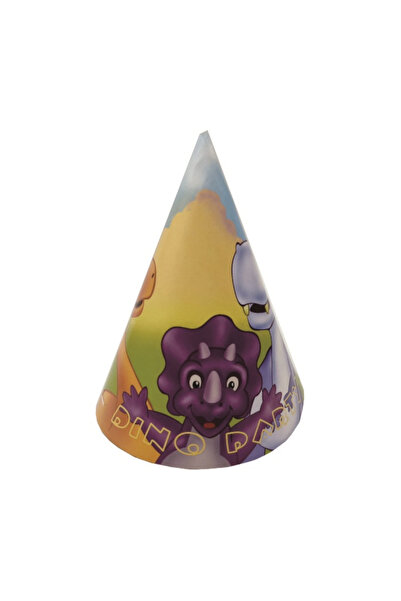 Mirific Party Set de 8 pălării de petrecere multicolore, 15 cm, dinozaur