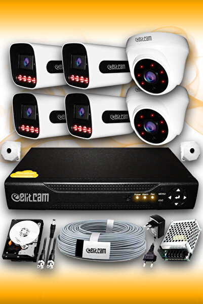 Elitcam 6 Kameralı Süper 2 İç Kamera Set 2 TB 5 MP 2K Net Gece Görüşlü Güvenl...