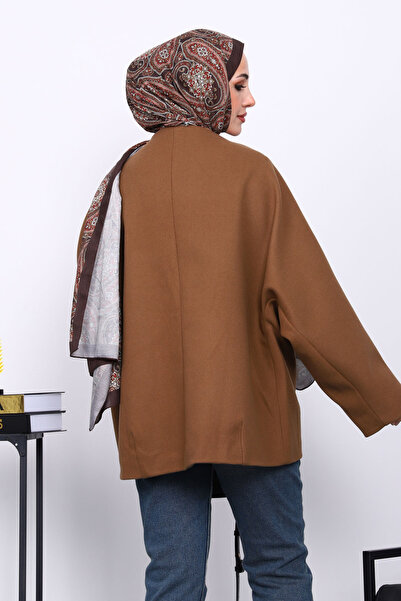 İmajButik Μπουφάν με καφέ κουμπιά με λεπτομέρεια επένδυσης