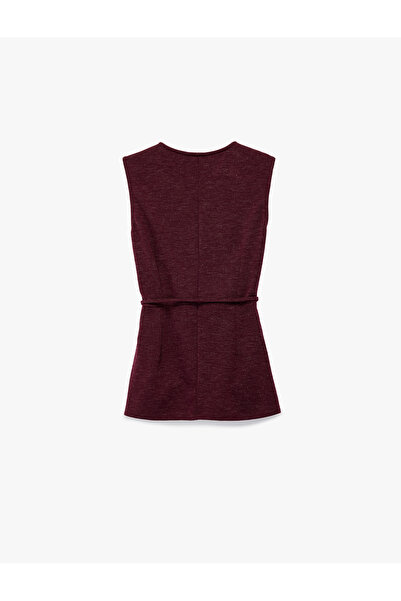 Koton Crew Neck Sleeveless Belt Detailed Blouse