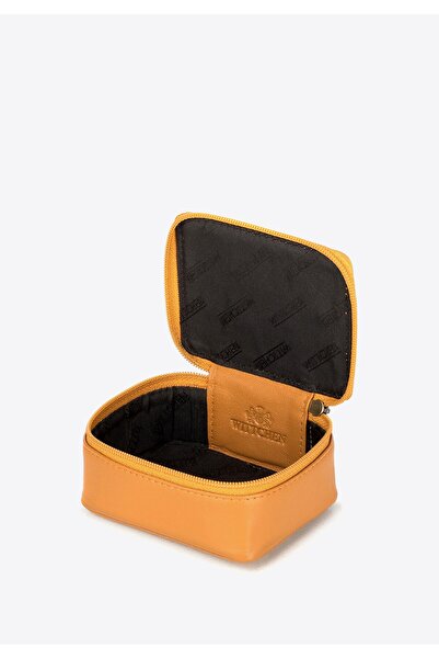 Wittchen Geantă cosmetică mini pentru femei, piele galbenă