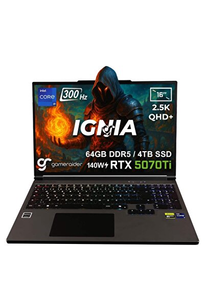 GameRaider IGNIA GR16 i9-14900HX 64GB DDR5 4TB SSD RTX 5070Ti 12GB 140W 16inç...