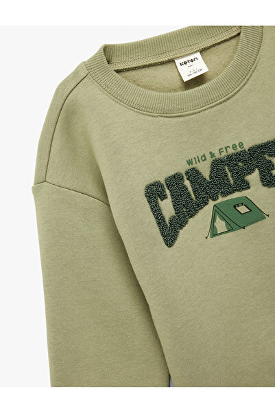 Koton Cotton Long Sleeve Crew Neck Fleece-Lined Printed Sweatshirt