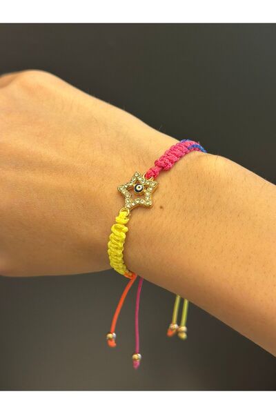 Gönülden Tasarım Colorful Macrame Stone Star Women's Rope Bracelet