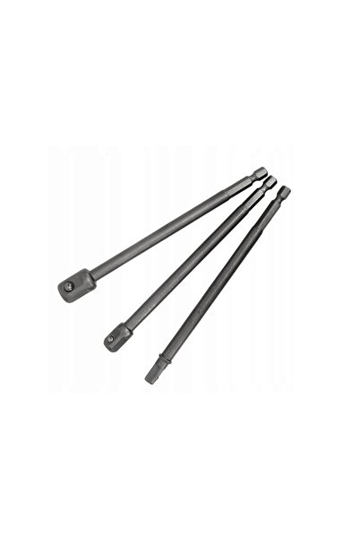 Silver Set of 3 adapters, 15 cm long, for threading, 1/2, 1/4, 3/8,