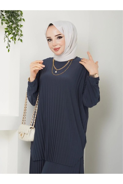 modapark.ist Kadın Yeni Sezon Kendinden Piliseli Şık Etek Görünümlü Pantolon Tunik Takım