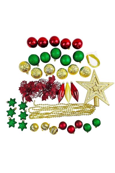 Sunman Christmas Colorful Tree Ornament Mixed Pack of 38