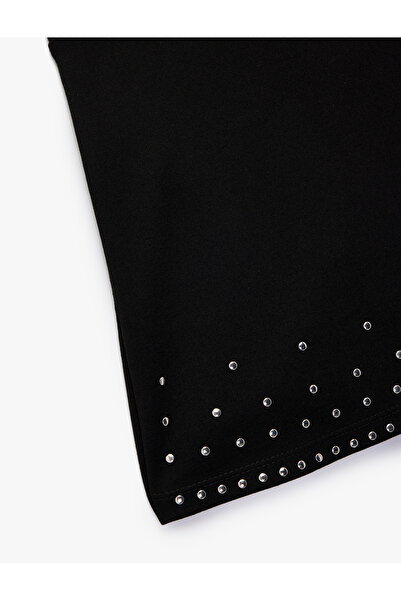 Koton Stone Detailed Viscose Blend Above Knee Skirt