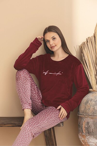 ELİTOL Velvet Self Reminder Women's Pajama Set
